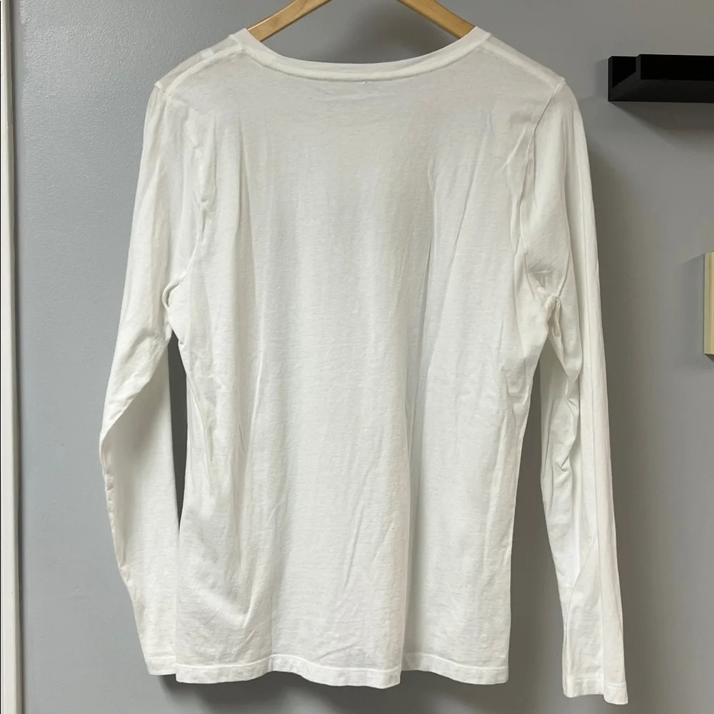 J Crew White Long Sleeve with Green Truck and Orange Pumpkins Sz L
